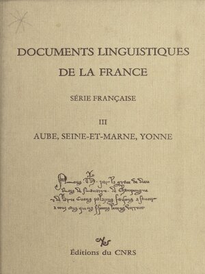 cover image of Documents linguistiques de la France, série française, 3